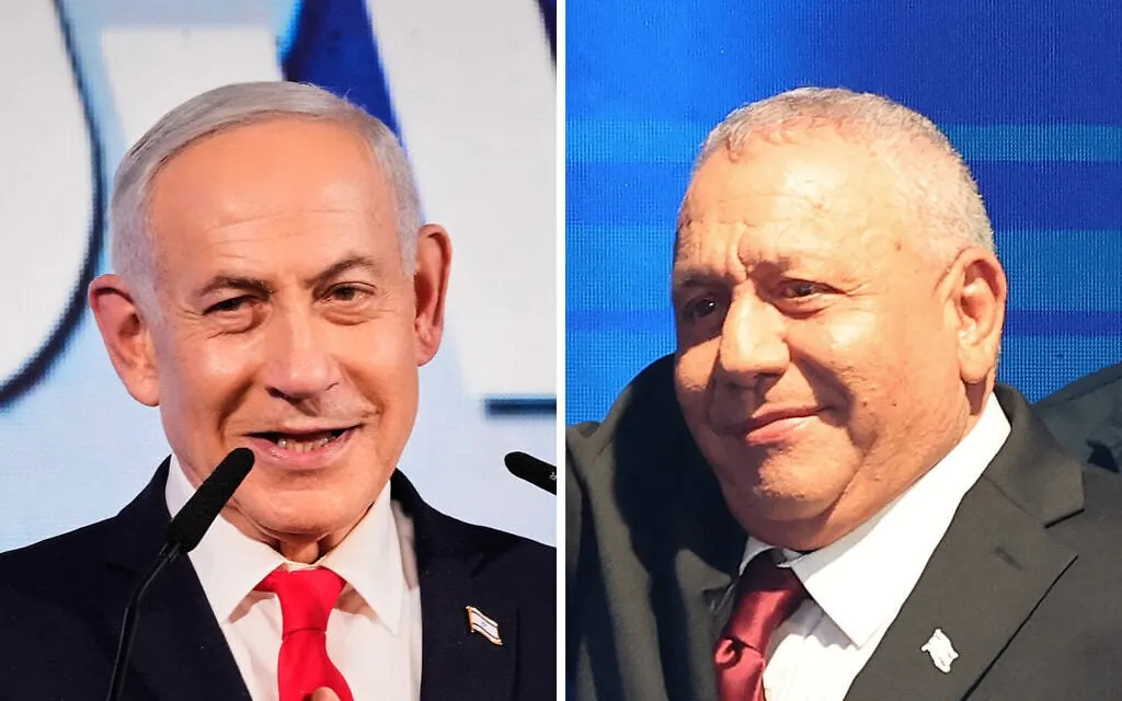 Thủ tướng Israel Benjamin Netanyahu (trái) và đối thủ nặng ký Gadi Eisenkot trong cuộc bầu cử 2026 - Ảnh: AP/AFP