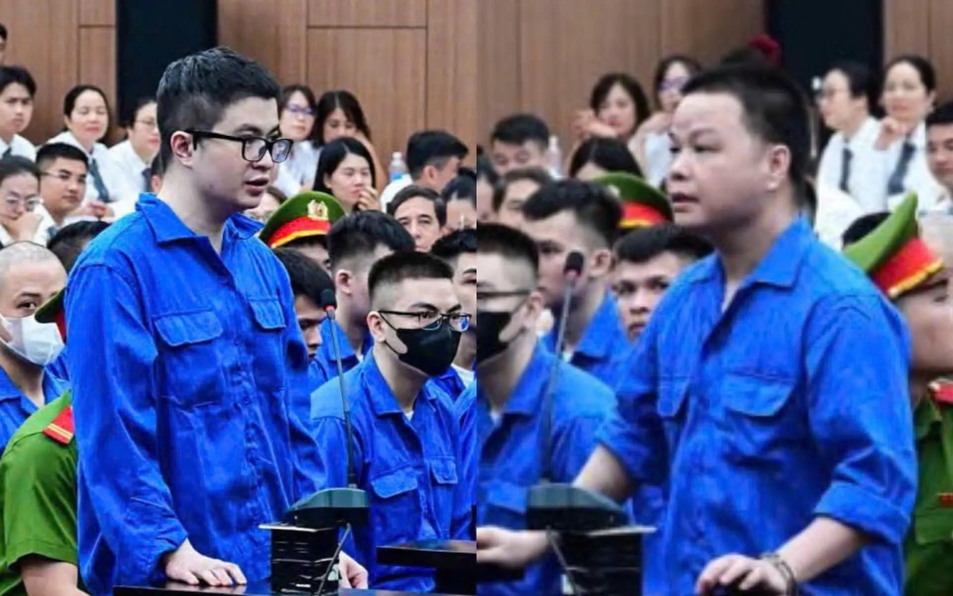 Mr Pips Phó Đức Nam và Mr Hunter Lê Khắc Ngọ tại phiên tòa - Ảnh: GIANG LONG