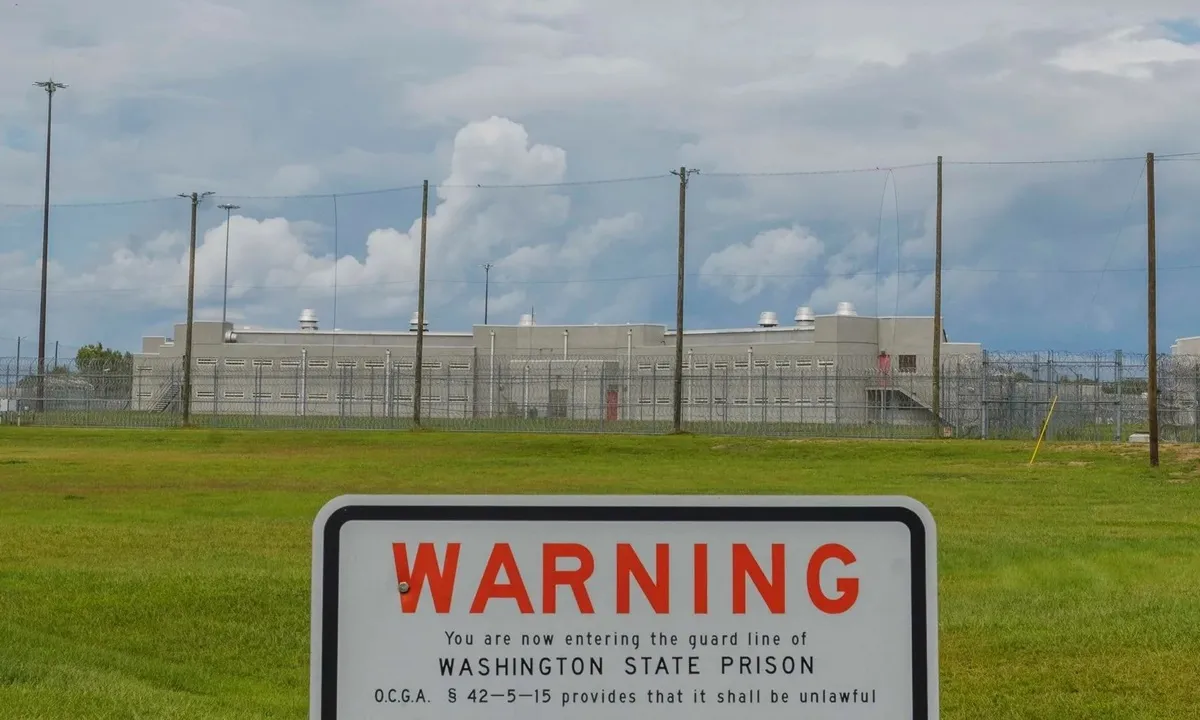 Biển cảnh báo bên ngoài nhà tù bang Washington ở thị trấn Davisboro, bang Georgia.