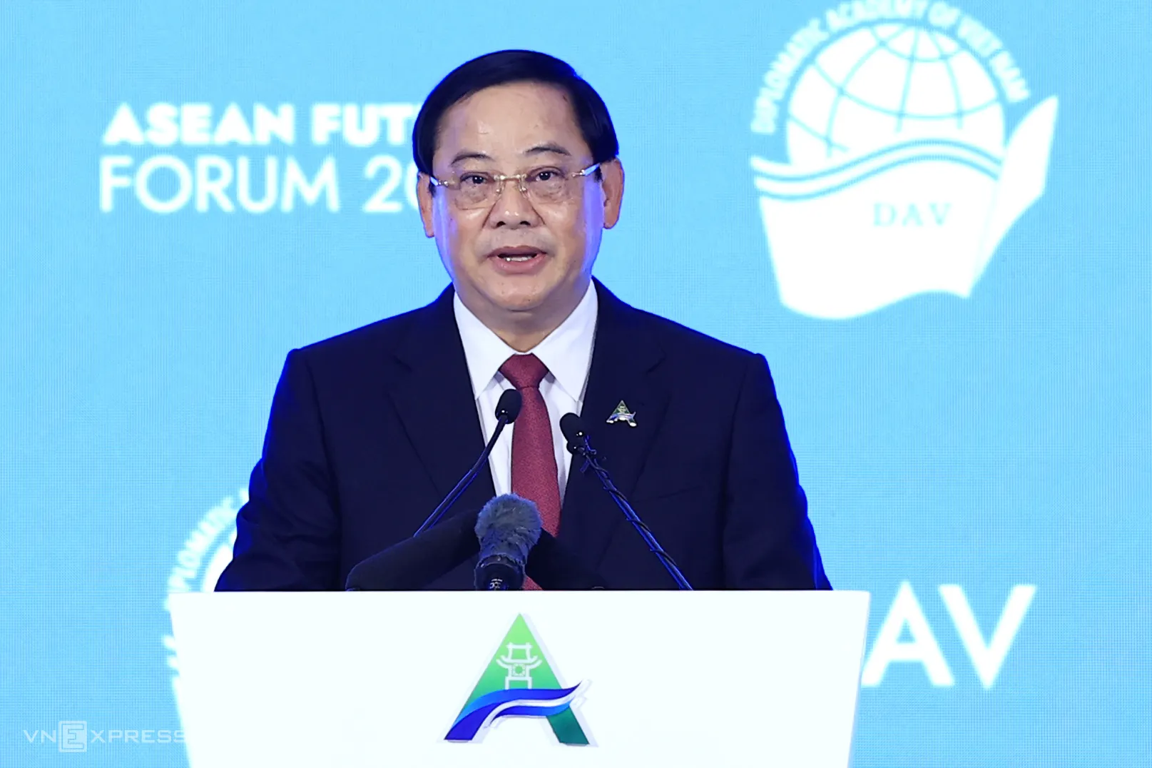 Ông Sonexay Siphandone phát biểu tại Phiên khai mạc Diễn đàn Tương lai ASEAN hồi tháng 6.
