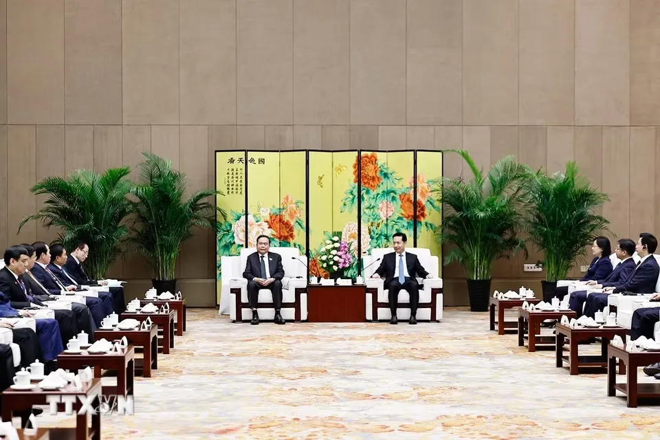 Chủ tịch Quốc hội Trần Thanh Mẫn tiếp Bí thư Tỉnh ủy, Chủ nhiệm Nhân đại tỉnh Thiểm Tây Triệu Nhất Đức - Ảnh: TTXVN