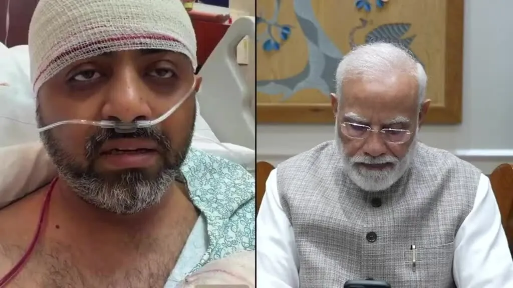 Cơ trưởng Smit Machchhar trò chuyện qua video với Thủ tướng Ấn Độ Narendra Modi từ phòng bệnh ngày 2/10.