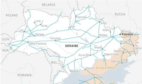 Mạng lưới đường ống ở Ukraine.