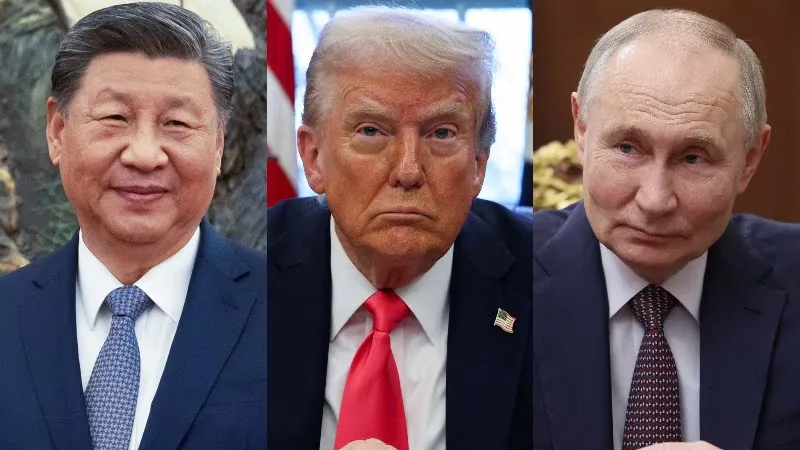 Từ trái sang: Chủ tịch Trung Quốc Tập Cận Bình, Tổng thống Mỹ Donald Trump, Tổng thống Nga Vladimir Putin - Ảnh: REUTERS