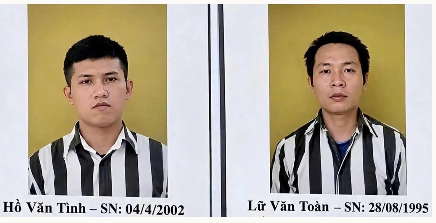 Chân dung hai phạm nhân trốn trại giam A2 Hồ Văn Tình, Lữ Văn Toàn - Ảnh: NGUYỄN HOÀNG chụp lại