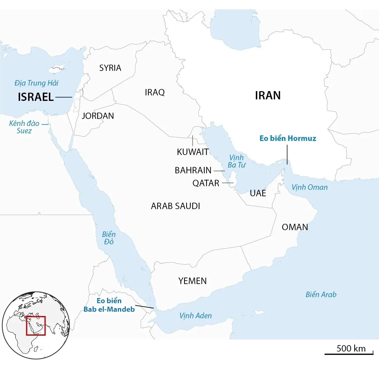 Vị trí biển Đỏ, Yemen và Arab Saudi.