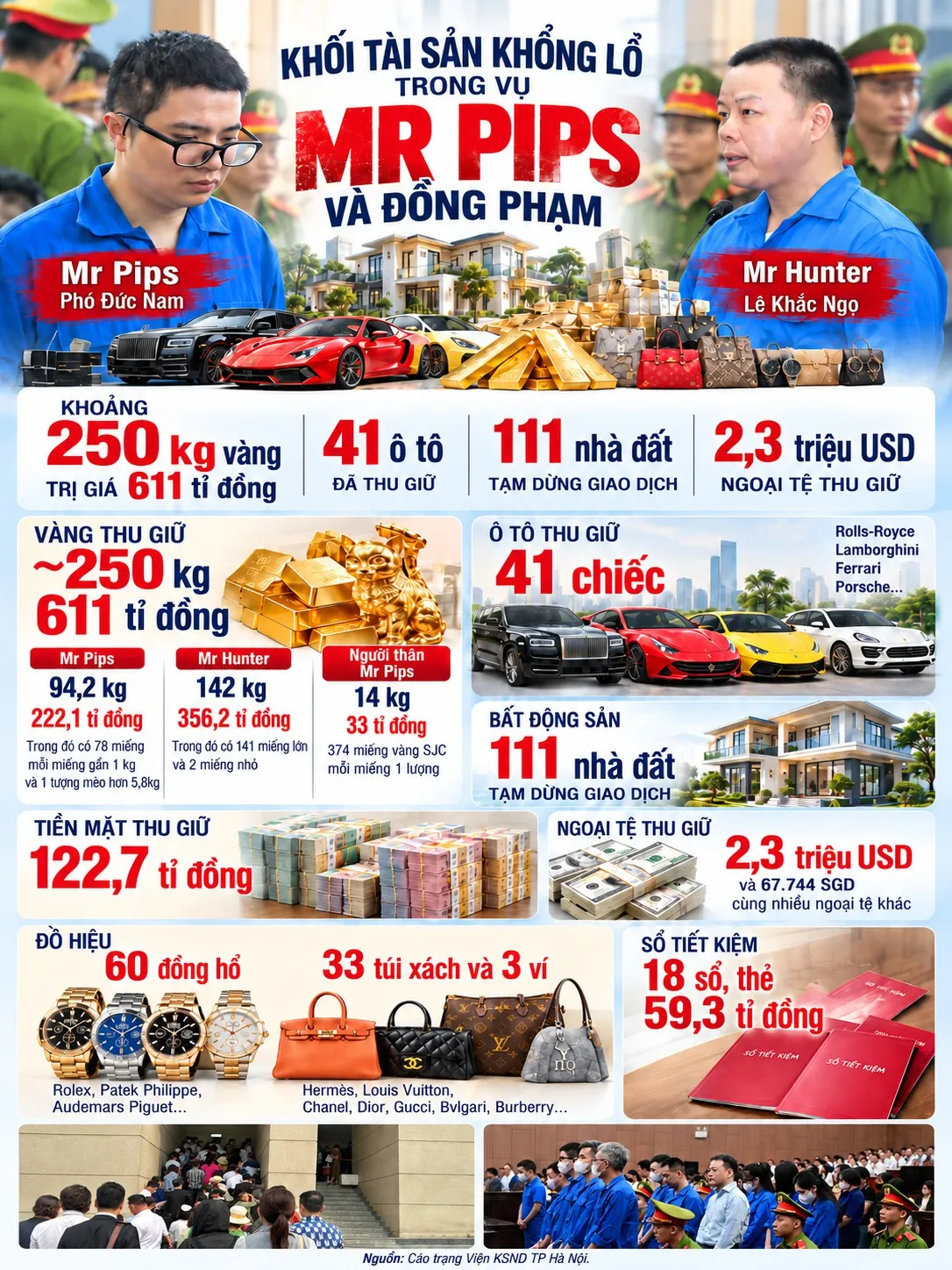 Đồ họa khối tài sản bị kê biên, thu giữ, hạn chế giao dịch trong vụ Mr Pips - Đồ họa: THÂN HOÀNG
