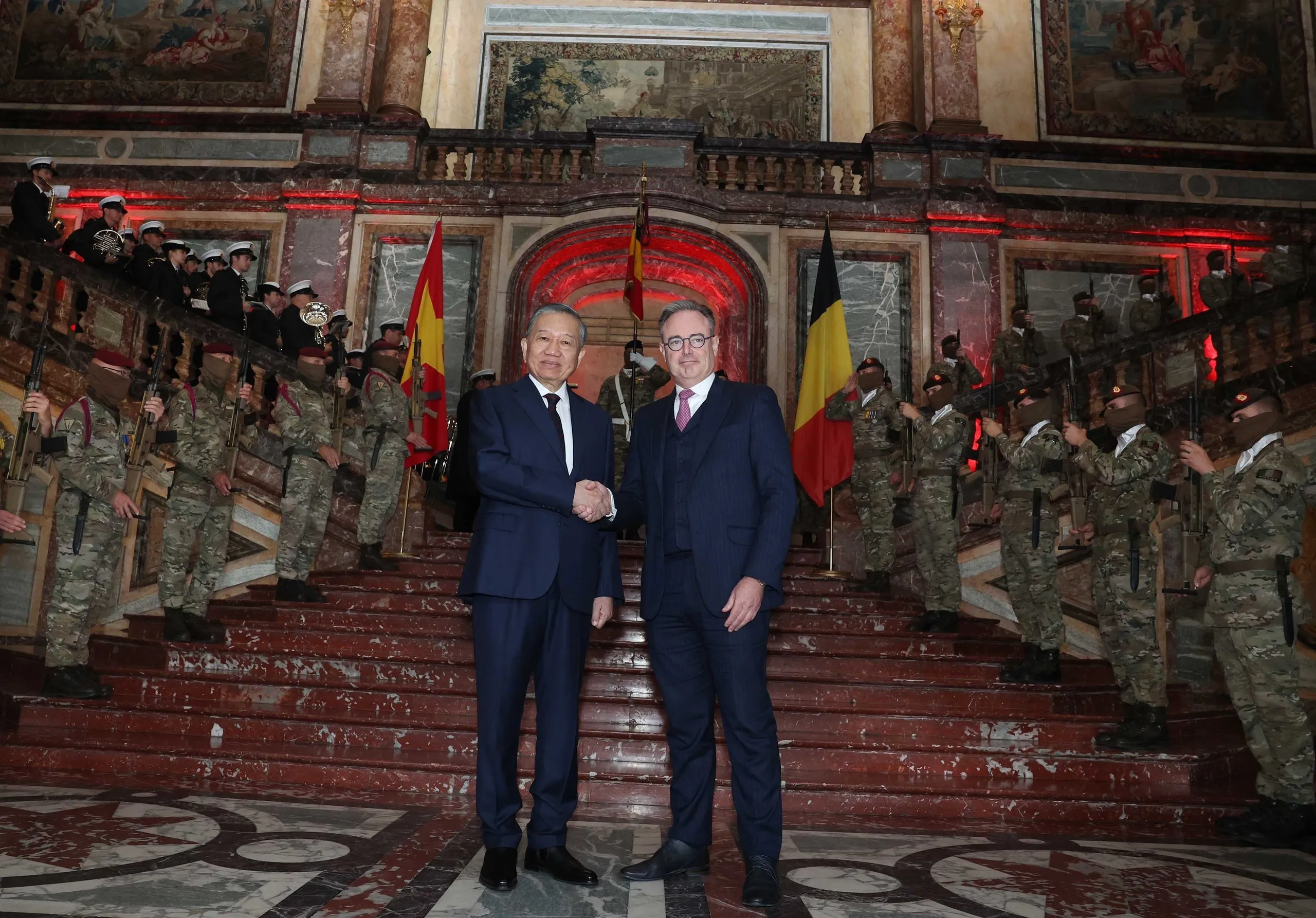 Lễ đón được tổ chức tại Cung điện Egmont, thủ đô Brussels, Bỉ - Ảnh: TTXVN