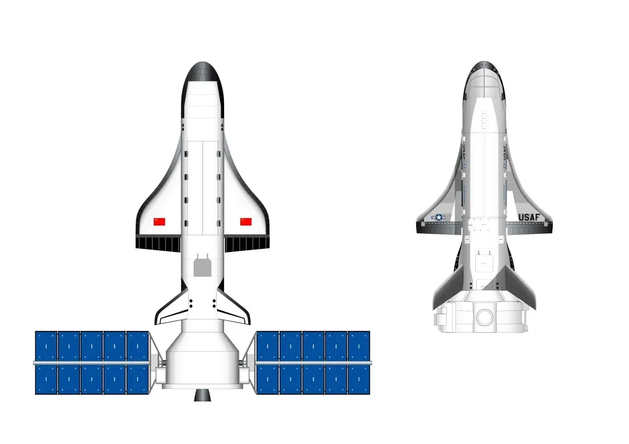Mô phỏng máy bay vũ trụ của Trung Quốc và X-37B của Mỹ.