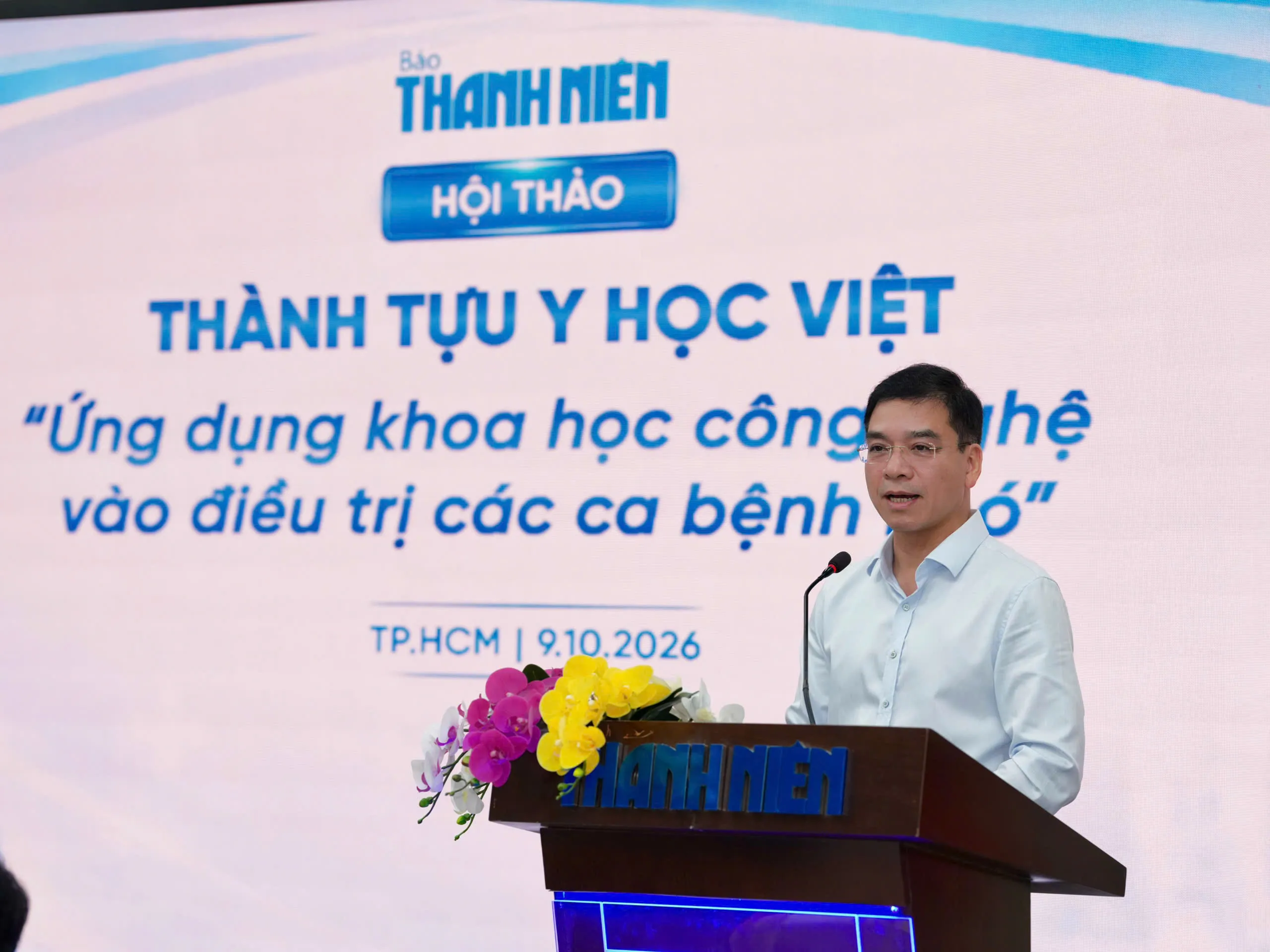TS.BS Hà Anh Đức - Cục trưởng Cục Quản lý khám, chữa bệnh (Bộ Y tế) - phát biểu tại hội thảo - Ảnh: BTC