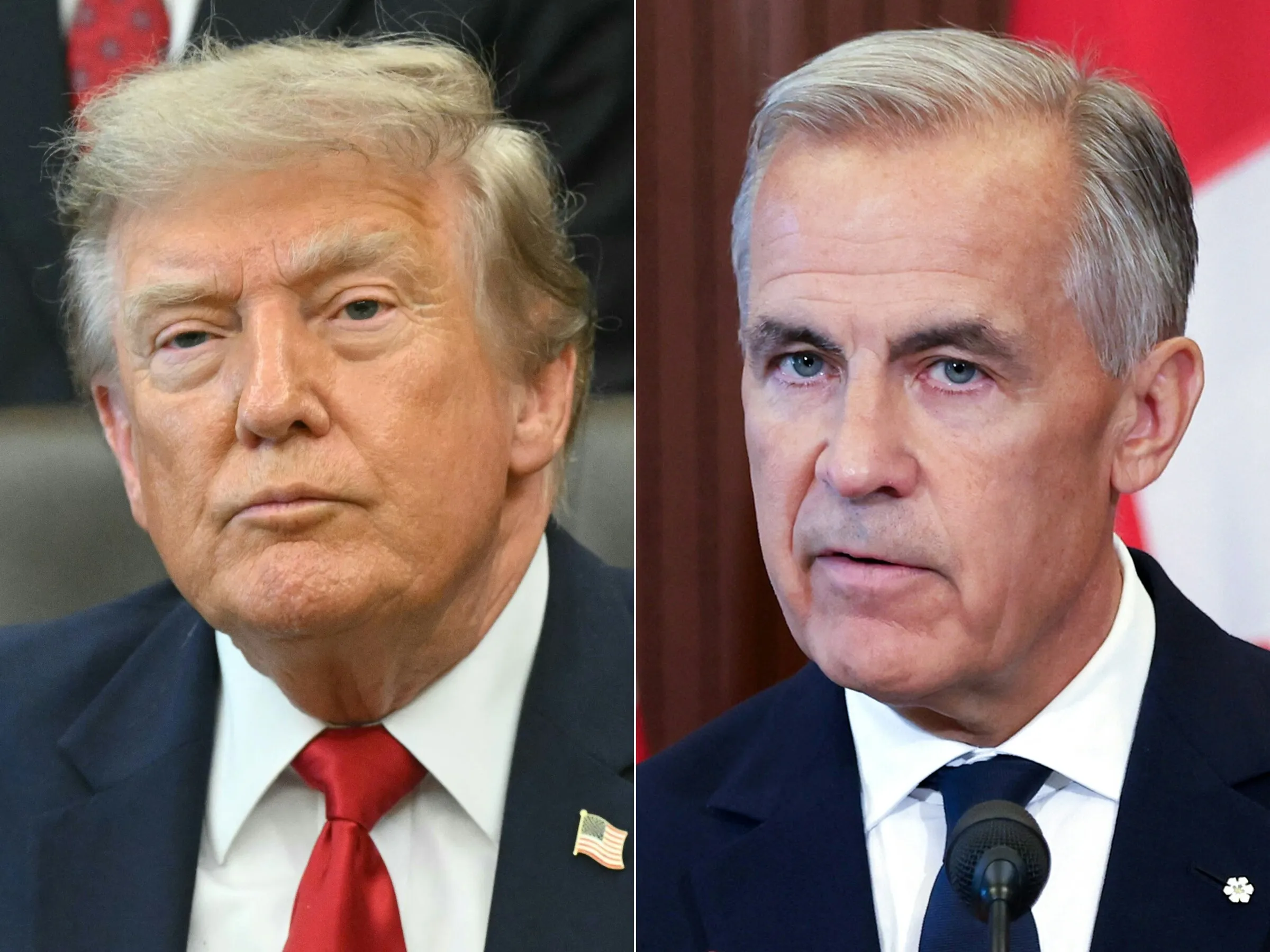Tổng thống Mỹ Donald Trump (trái) và Thủ tướng Canada Mark Carney.