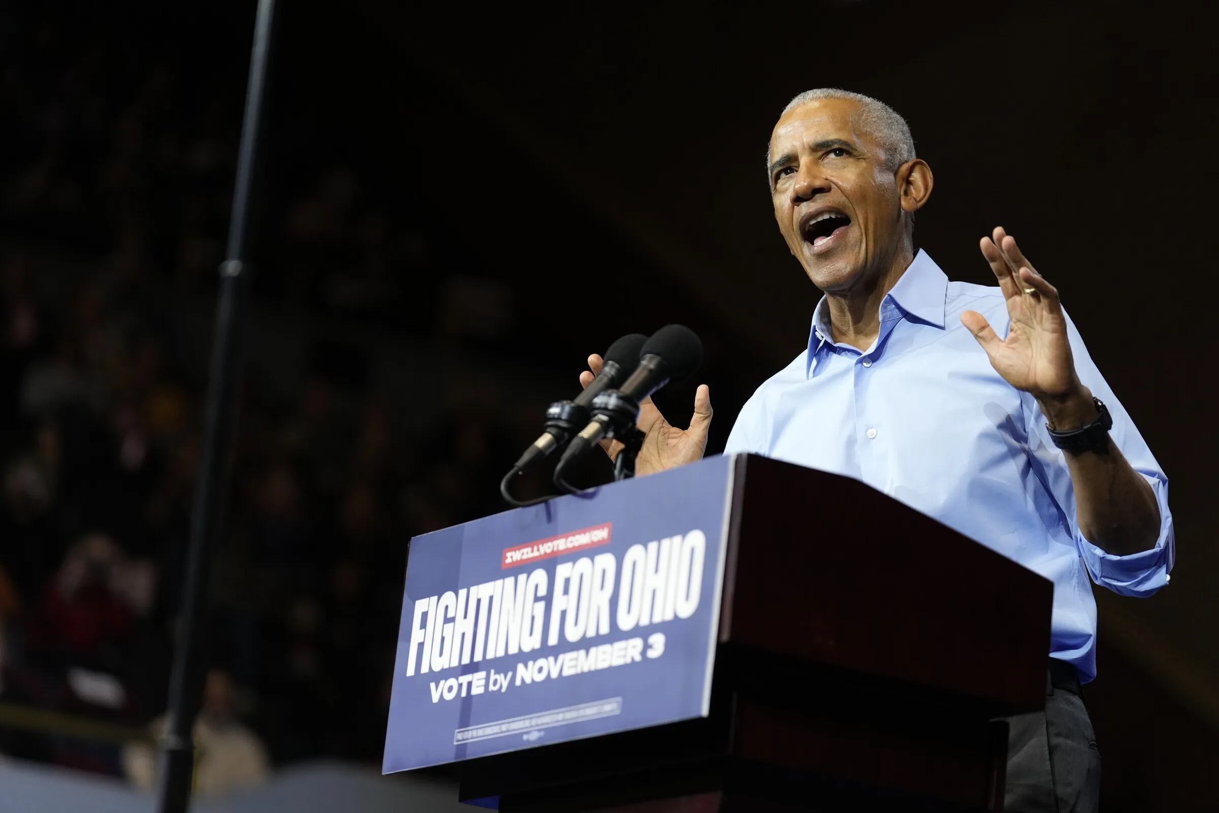 Cựu tổng thống Barack Obama phát biểu tại Cleveland, bang Ohio ngày 24/10.