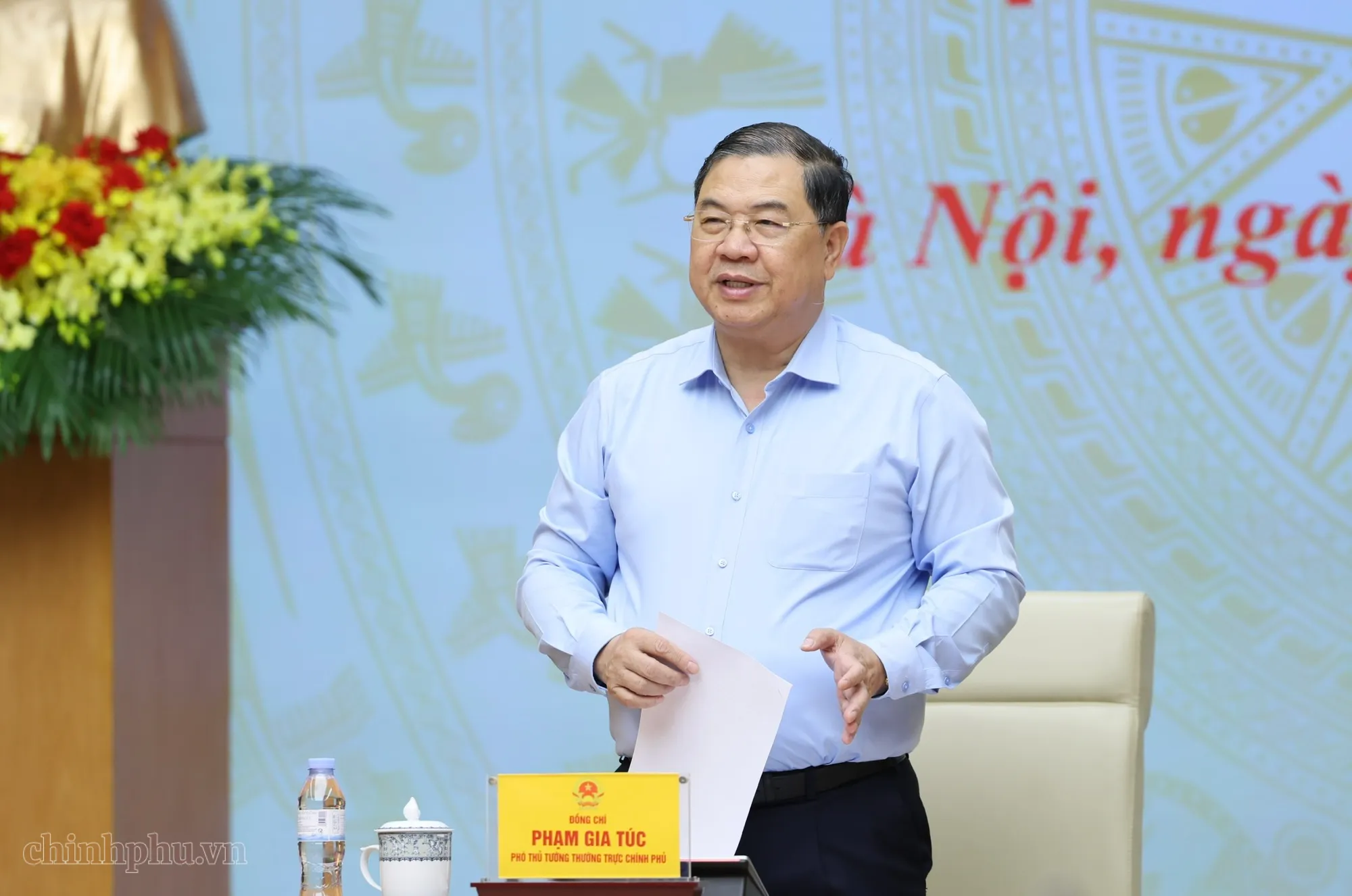 Phó thủ tướng Thường trực Phạm Gia Túc phát biểu tại Phiên họp thứ nhất của Ủy ban quốc gia về an ninh hàng không và tạo thuận lợi hàng không - Ảnh: PHƯƠNG NGUYÊN