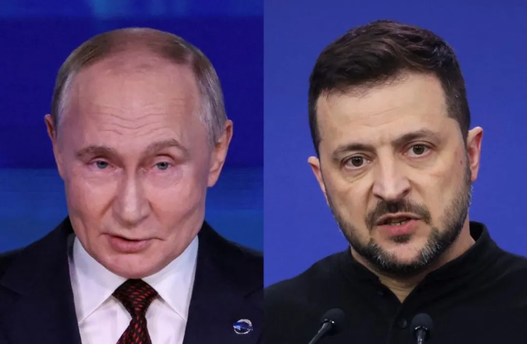 Tổng thống Nga Vladimir Putin (trái) và Tổng thống Ukraine Volodymyr Zelensky - Ảnh: REUTERS