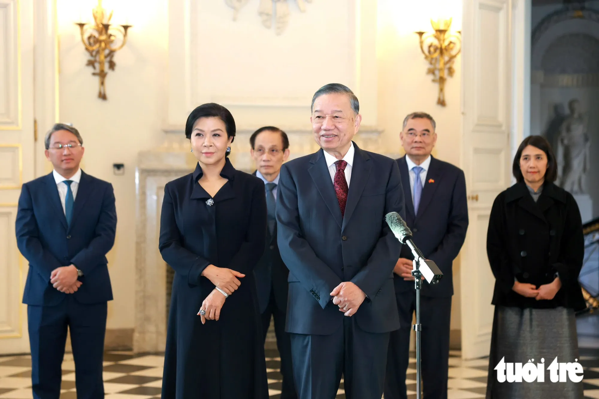 Tổng Bí thư, Chủ tịch nước Tô Lâm phát biểu tại Thư viện Hoàng gia Bỉ ngày 24-10 - Ảnh: NGUYỄN KHÁNH