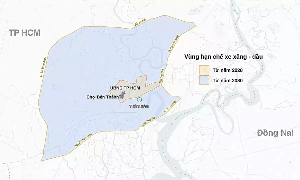 Khu vực LEZ hạn chế xe qua hai mốc thời gian.