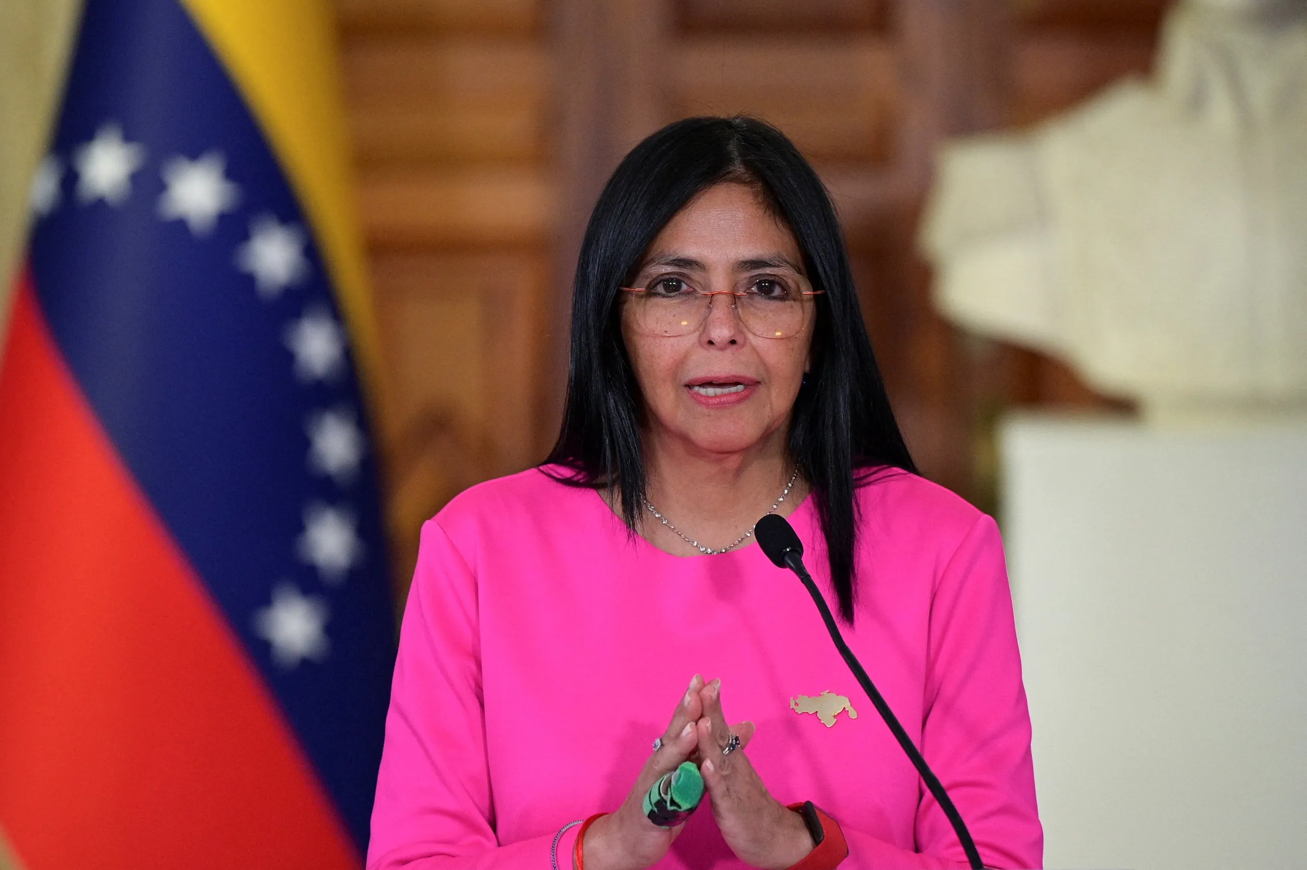 Tổng thống lâm thời Venezuela Delcy Rodriguez - Ảnh: REUTERS