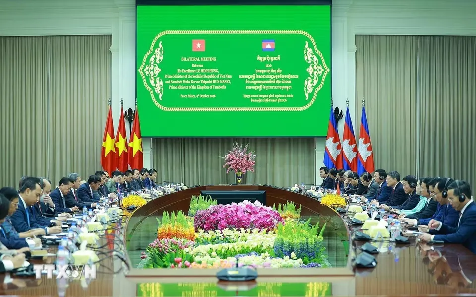Thủ tướng Lê Minh Hưng hội đàm với Thủ tướng Campuchia Hun Manet - Ảnh: TTXVN