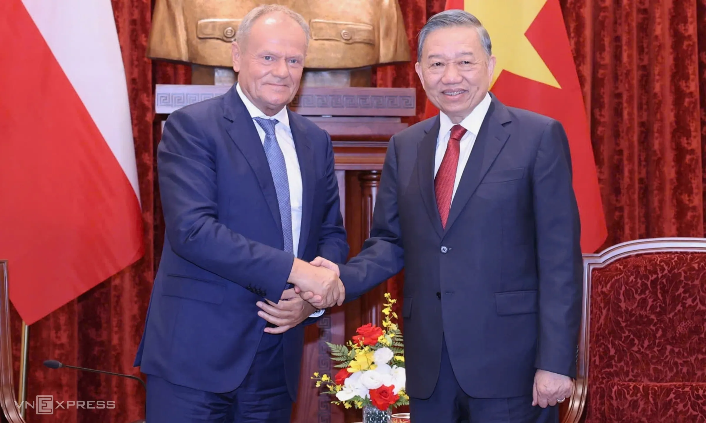 Tổng Bí thư, Chủ tịch nước Tô Lâm tiếp Thủ tướng Ba Lan Donald Tusk chiều 26/10.