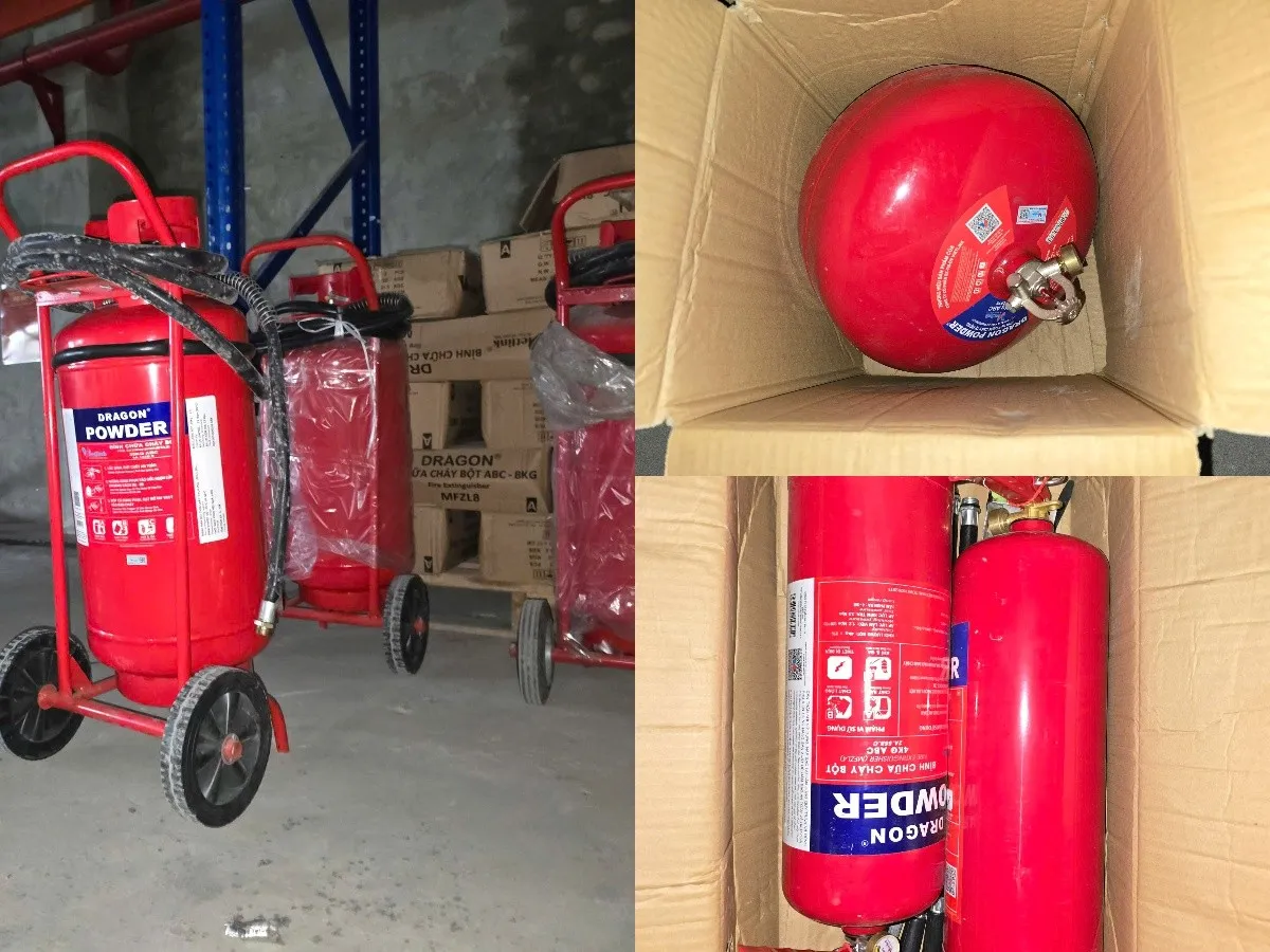 Bình chữa cháy Dragon bị xác định là hàng giả - Ảnh: CAHN