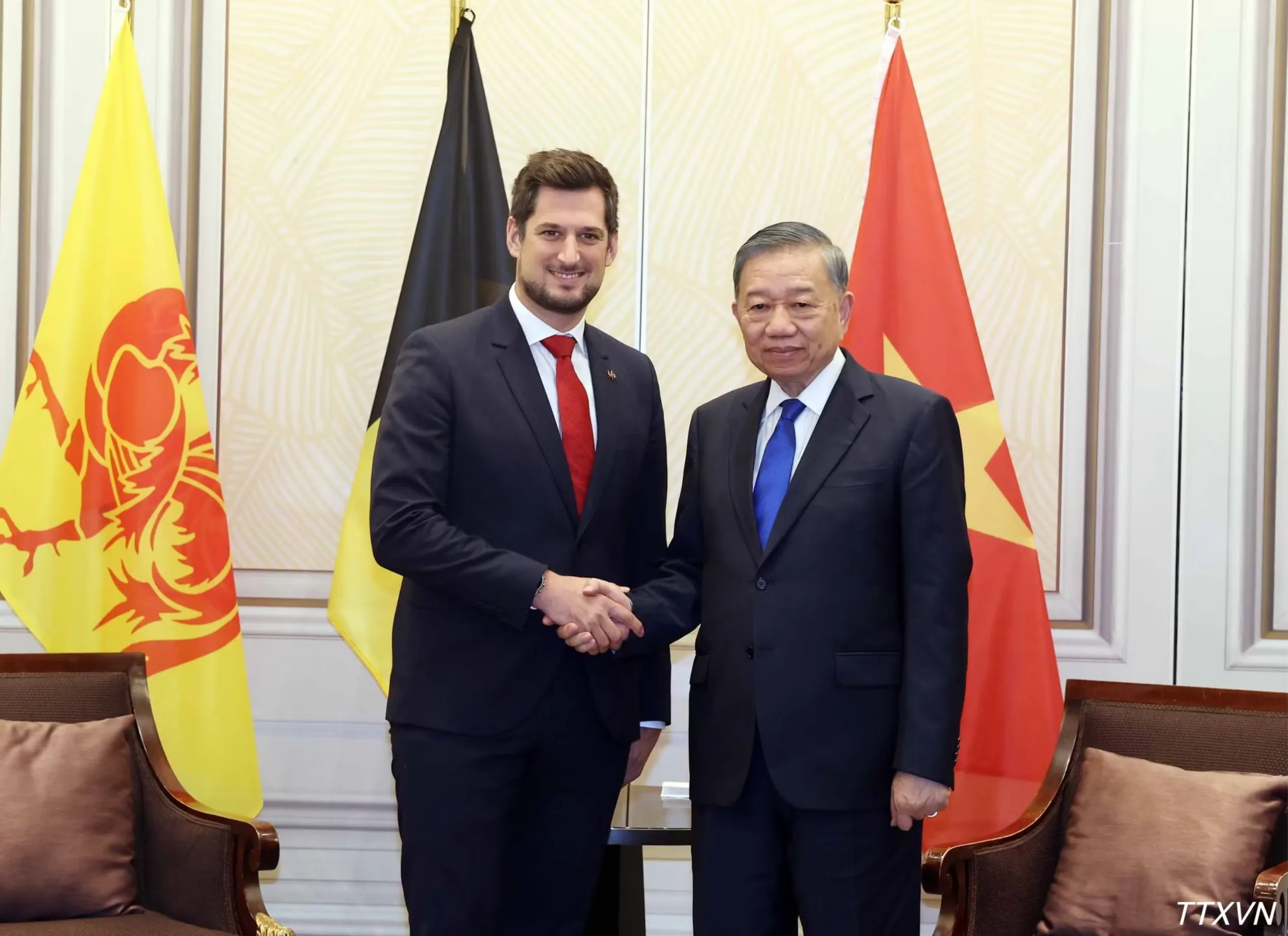 Tổng Bí thư, Chủ tịch nước Tô Lâm tiếp Bộ trưởng - Thủ hiến vùng Wallonie Adrien Dolimont ngày 23-10 - Ảnh: TTXVN